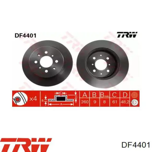 DF4401 TRW диск гальмівний задній