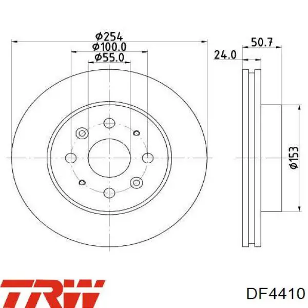 Гальмівні диски передні DF4410 TRW