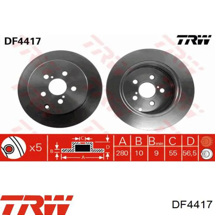 DF4417 TRW диск гальмівний задній