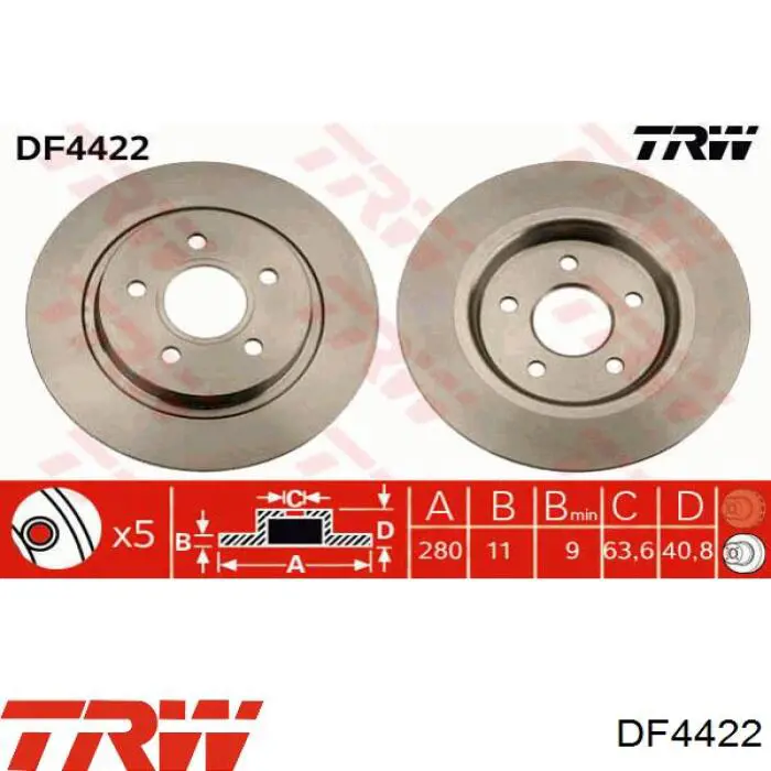 Купити DF4422 TRW Диск заднього гальма