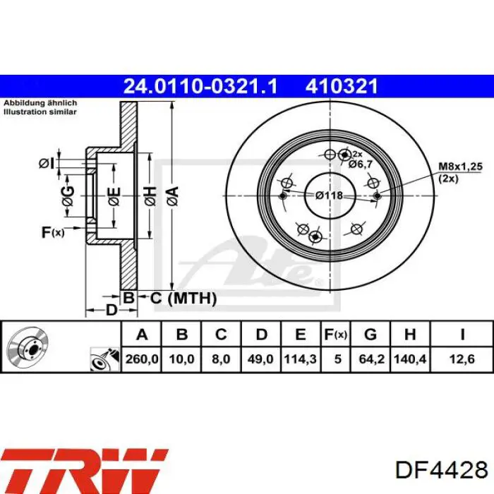 Гальмівні диски DF4428 TRW