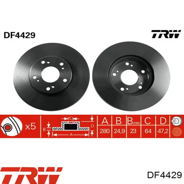 Диск гальмівний передній DF4429 TRW