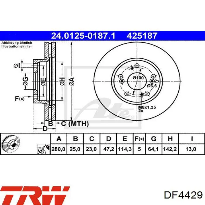 Купити DF4429 TRW Ротор гальмівний