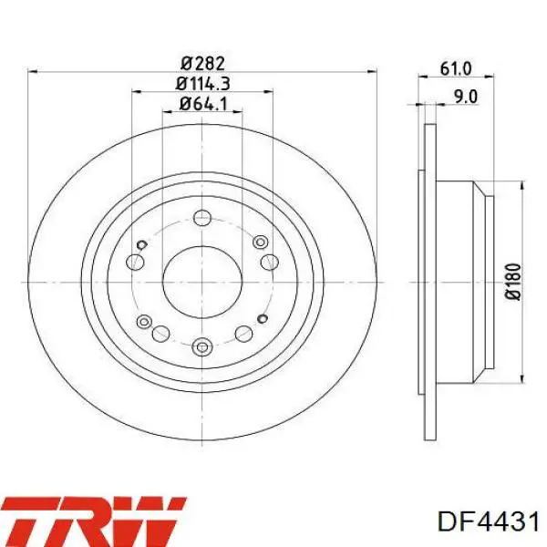 Диск гальмівний задній TRW DF4431