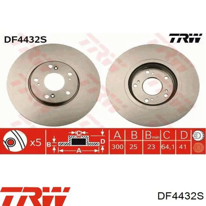 Гальмівні диски передні DF4432S TRW