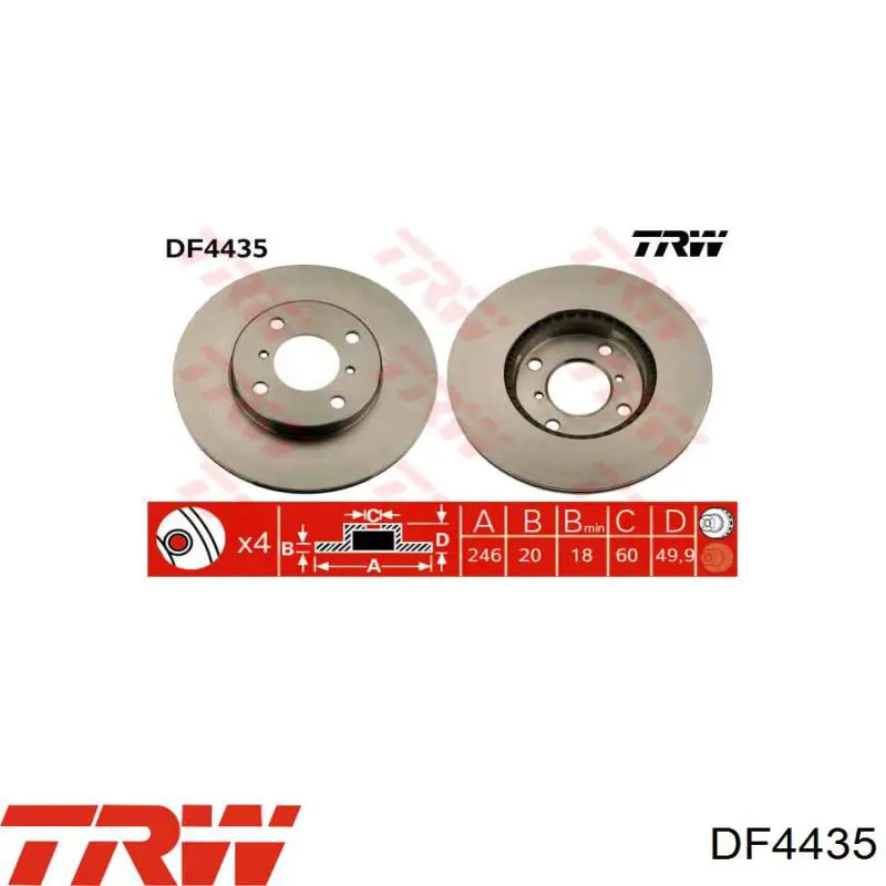 DF4435 TRW диск гальмівний передній