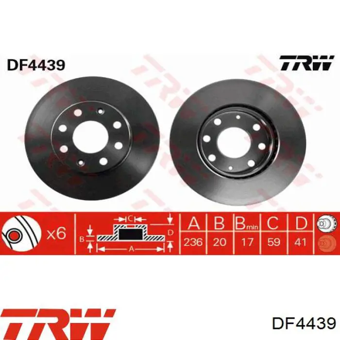 DF4439 TRW диск гальмівний передній