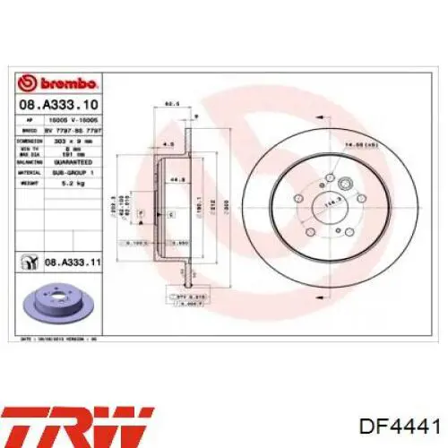 Купити DF4441 TRW Диск заднього гальма