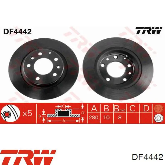 DF4442 TRW диск гальмівний задній