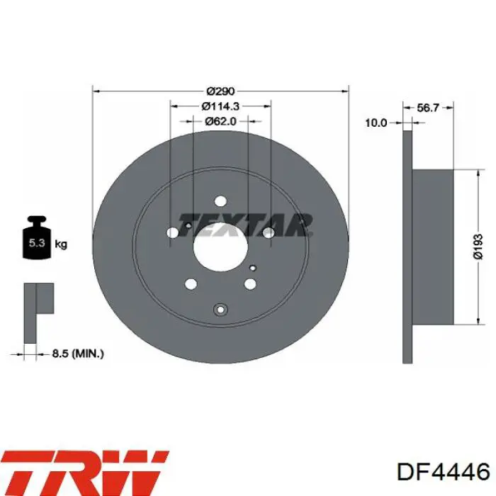 Купити DF4446 TRW Диск заднього гальма