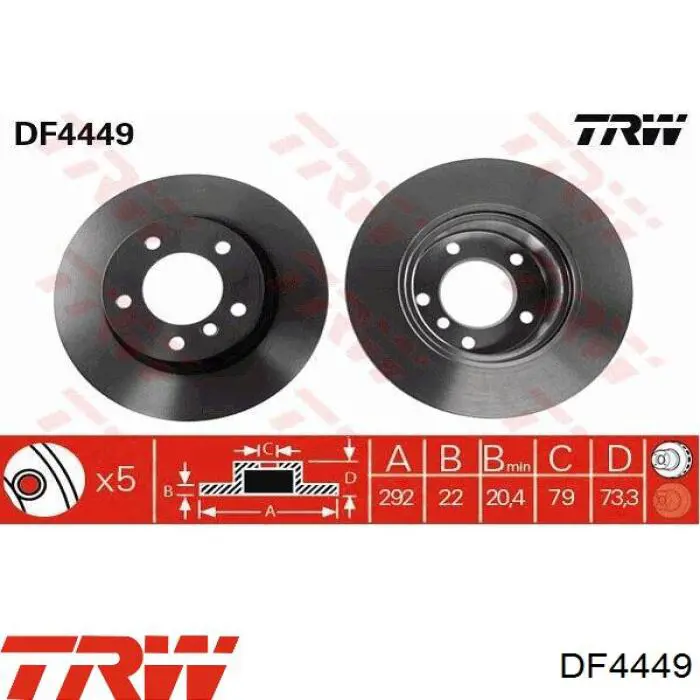 DF4449 TRW диск гальмівний передній