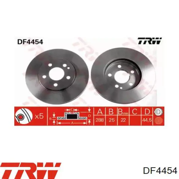 Диск переднього гальма TRW DF4454 ціна, від 42.07 USD
