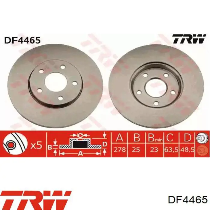 DF4465 TRW диск гальмівний передній