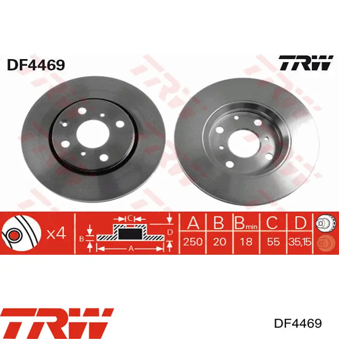DF4469 TRW Гальмо дискове переднє