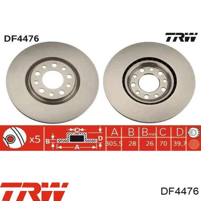 Диск переднього гальма TRW DF4476 ціна, від 52.28 USD