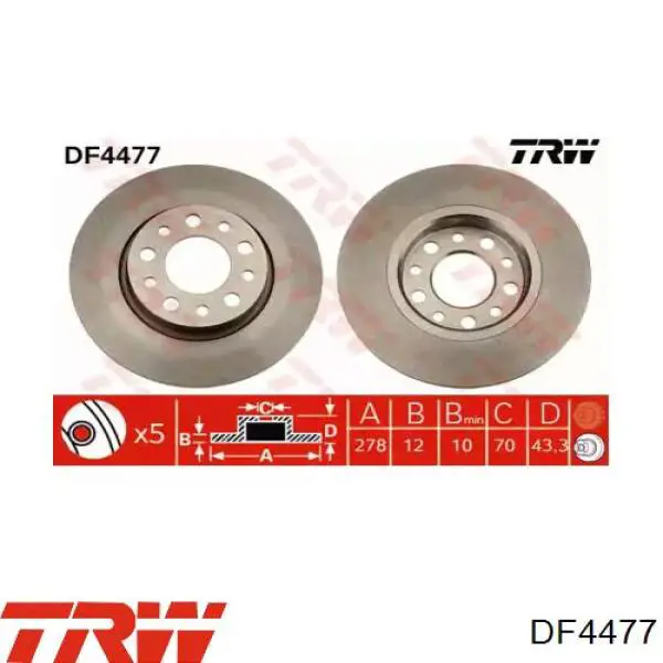 Задні дискові гальма TRW DF4477 ціна, від 38.16 USD