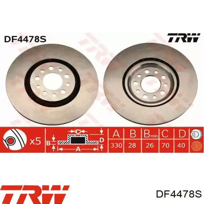DF4478S TRW диск гальмівний передній