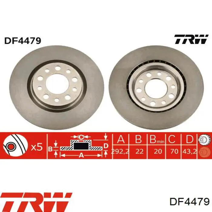 DF4479 TRW диск гальмівний задній