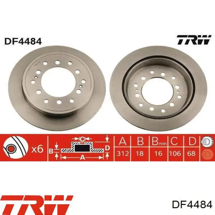 Купити DF4484 TRW Диск заднього гальма