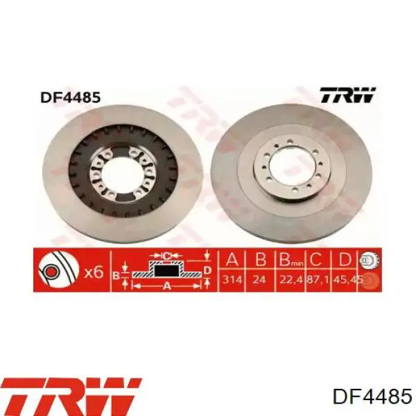 Диск гальмівний передній TRW DF4485