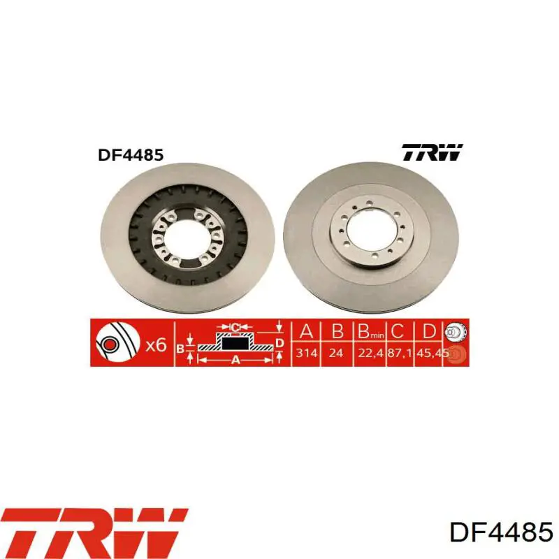 Диск гальмівний передній DF4485 TRW