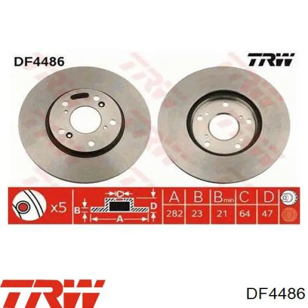 DF4486 TRW диск гальмівний передній
