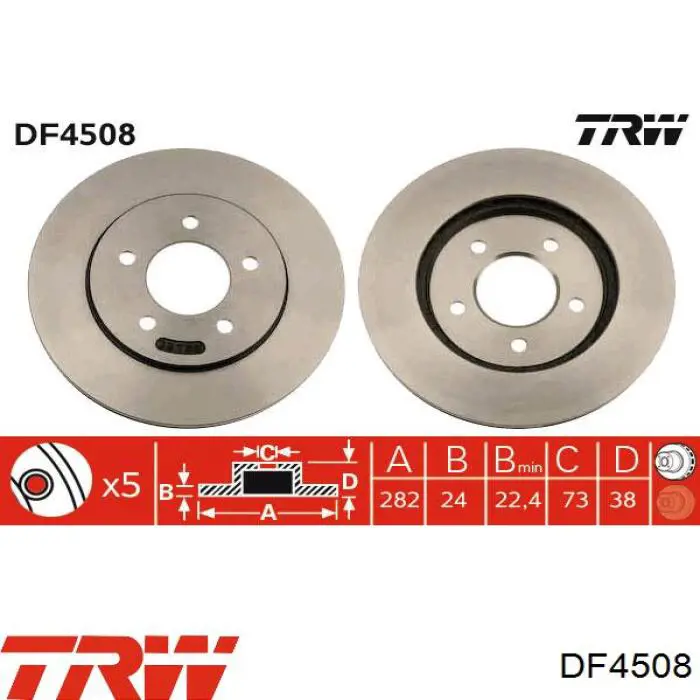 DF4508 TRW диск гальмівний передній