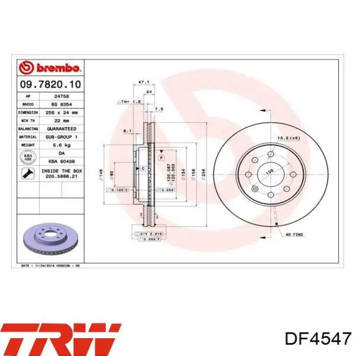 Купити DF4547 TRW Ротор гальмівний