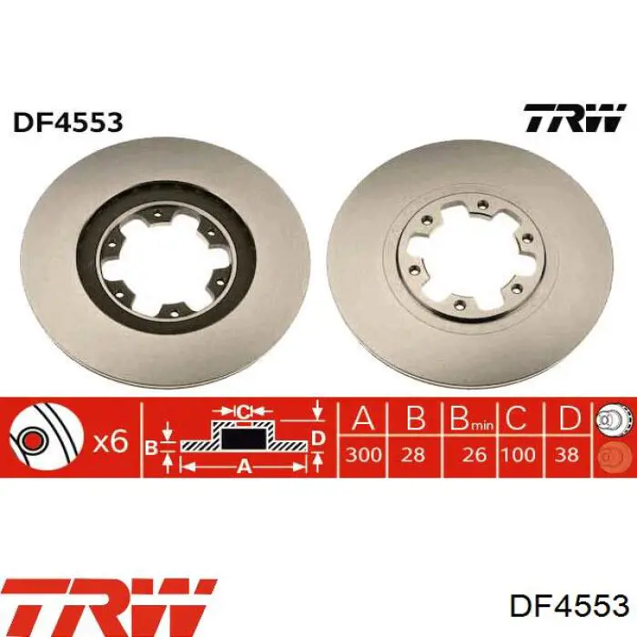 DF4553 TRW диск гальмівний передній