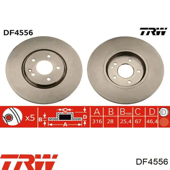 DF4556 TRW диск гальмівний передній