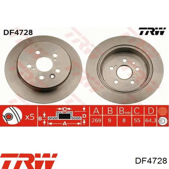 DF4728 TRW диск гальмівний задній