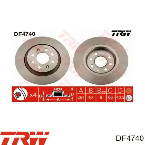 Задні дискові гальма TRW DF4740 ціна, від 32.08 USD