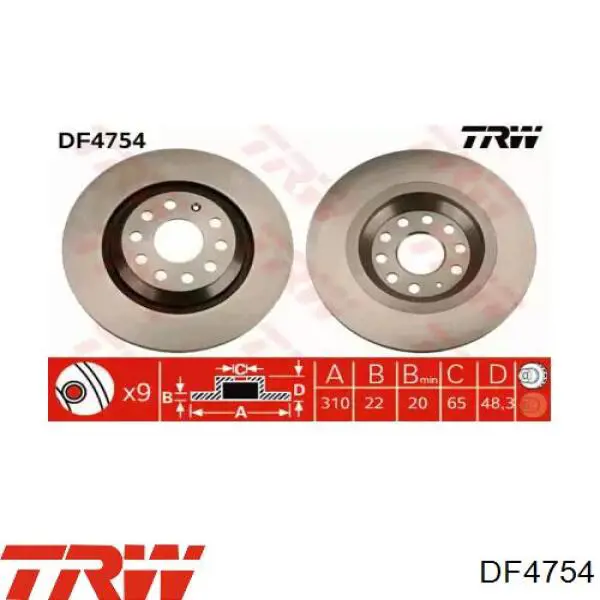 Гальмівні диски DF4754 TRW