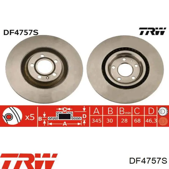 DF4757S TRW диск гальмівний передній