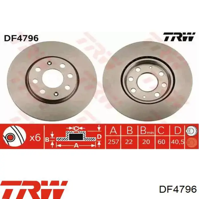 Диск гальмівний передній DF4796 TRW