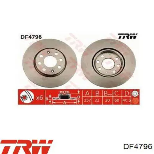 Гальмівні диски передні DF4796 TRW