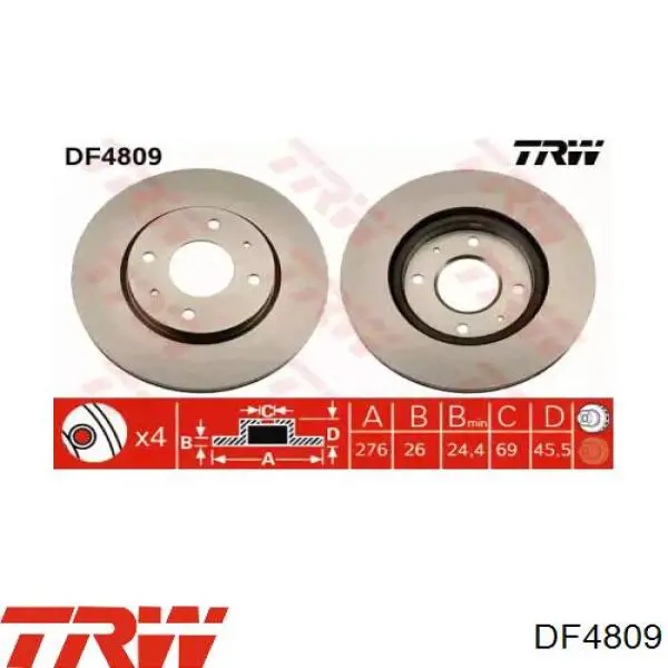 DF4809 TRW Гальмо дискове переднє