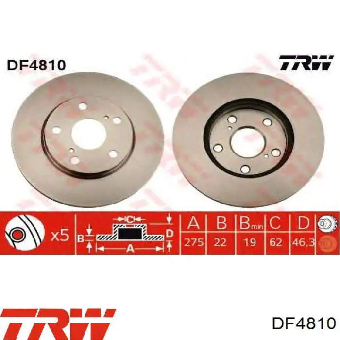 Диск переднього гальма TRW DF4810 ціна, від 39.99 USD