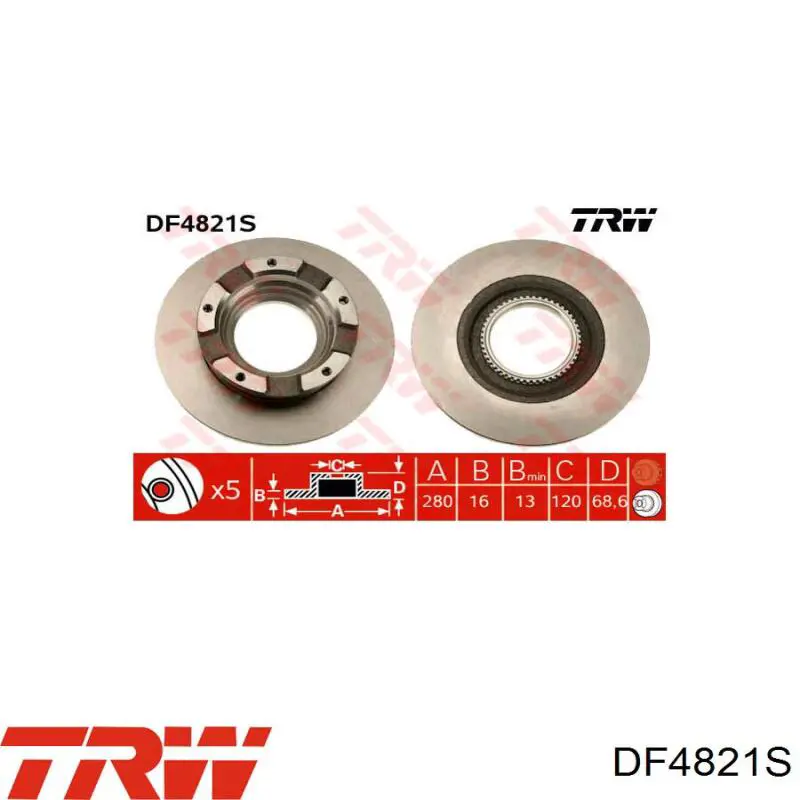 DF4821S TRW диск гальмівний задній