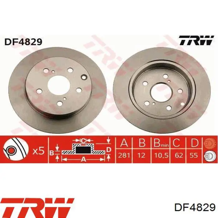 DF4829 TRW диск гальмівний задній