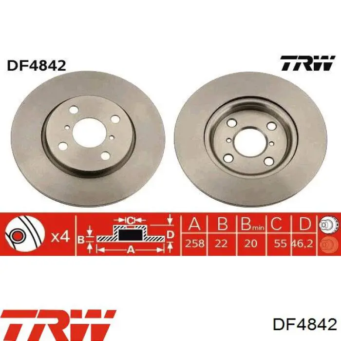 DF4842 TRW диск гальмівний передній