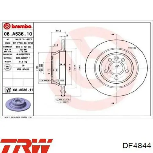 Гальмівні диски DF4844 TRW