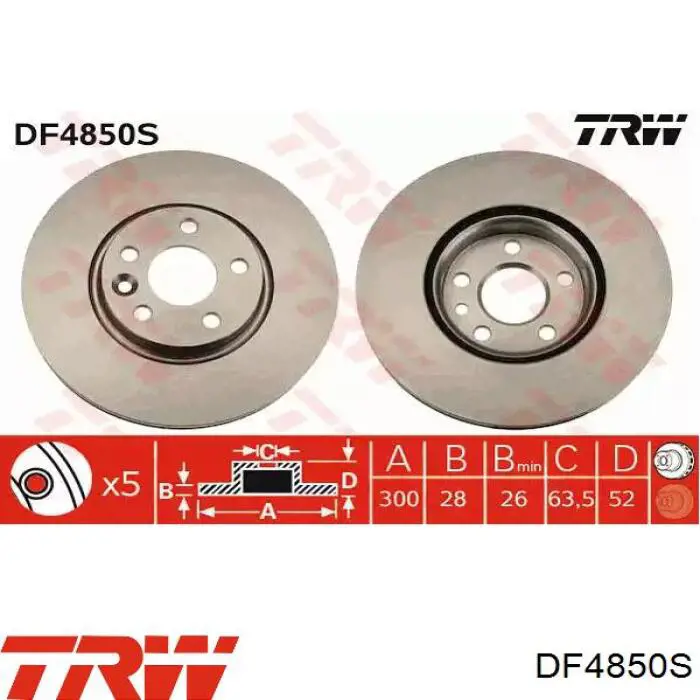 DF4850S TRW диск гальмівний передній