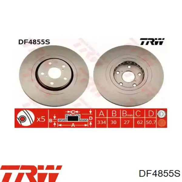 Диск гальмівний передній TRW DF4855