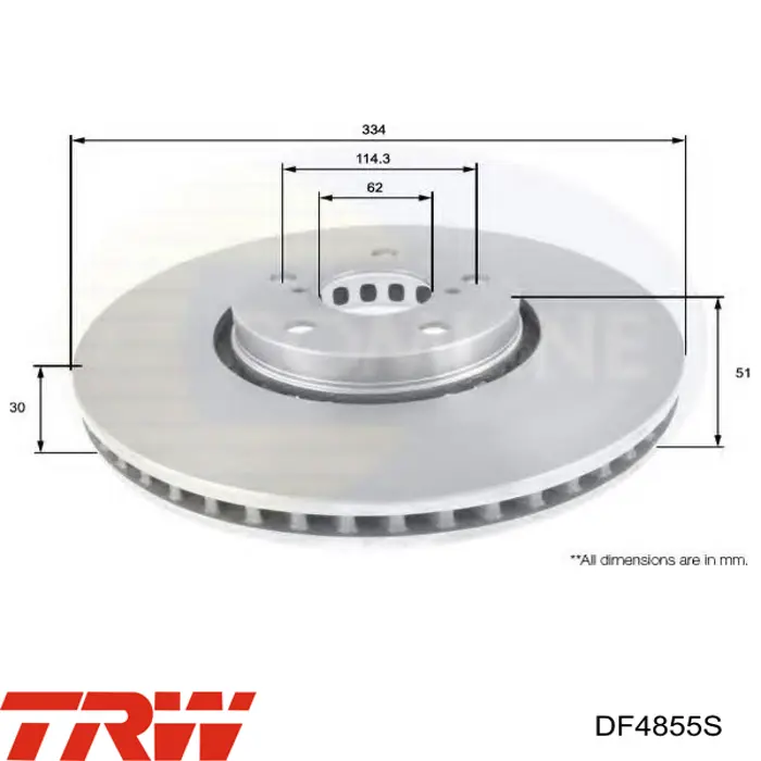 Диск переднього гальма TRW DF4855S ціна, від 69.18 USD