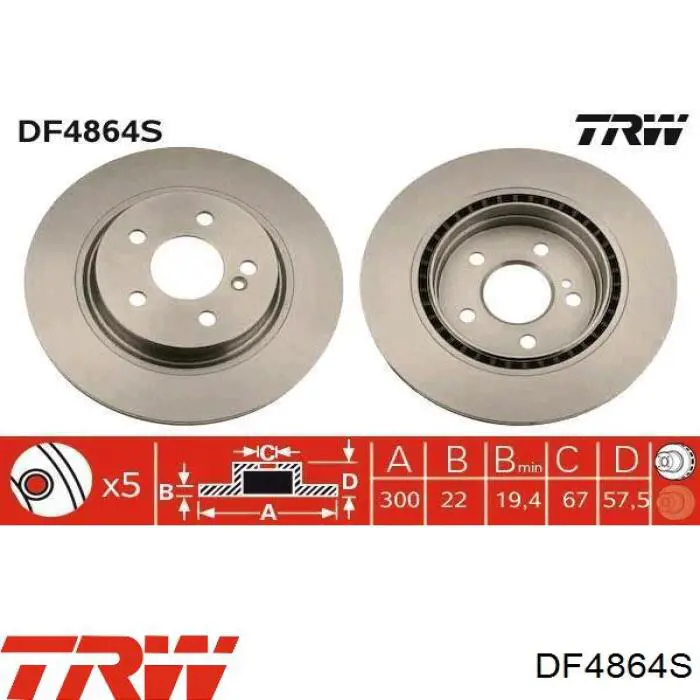 Гальмівні диски DF4864S TRW