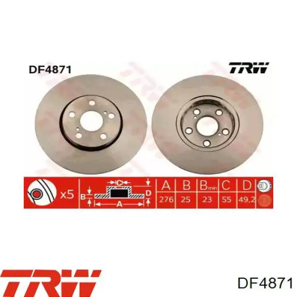 DF4871 TRW диск гальмівний передній