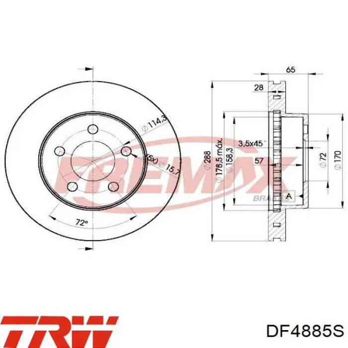 Купити DF4885S TRW Ротор гальмівний