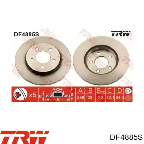 Диск гальмівний передній DF4885S TRW