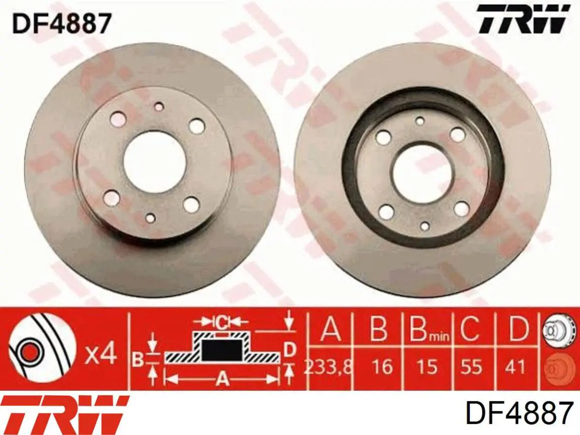 DF4887 TRW диск гальмівний передній